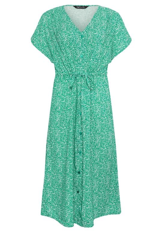 M&Co Petite Green Ditsy Floral Tie Waist Dress | M&Co 5