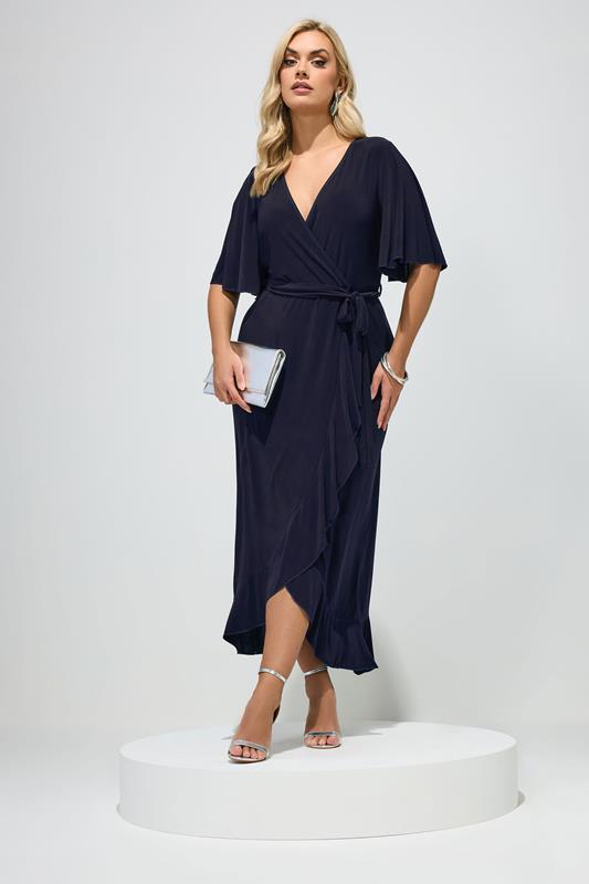 YOURS LONDON Curve Navy Blue Wrap Dress