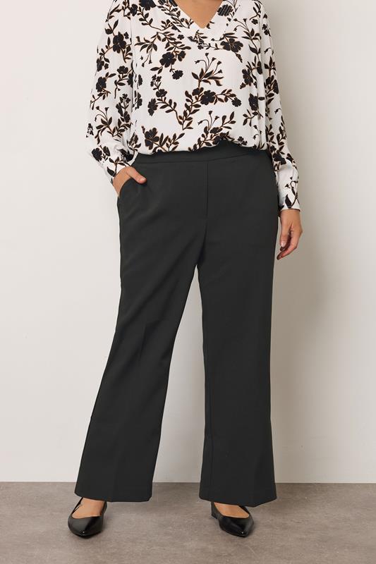  EVANS Curve Black Formal Wide Leg Trousers