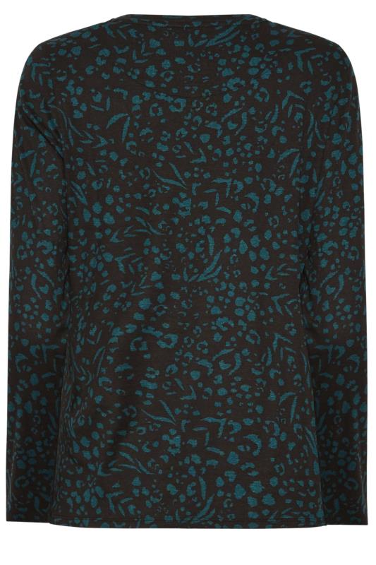 M&Co Green Teal Animal Print Long Sleeve Cotton Top | M&Co 7