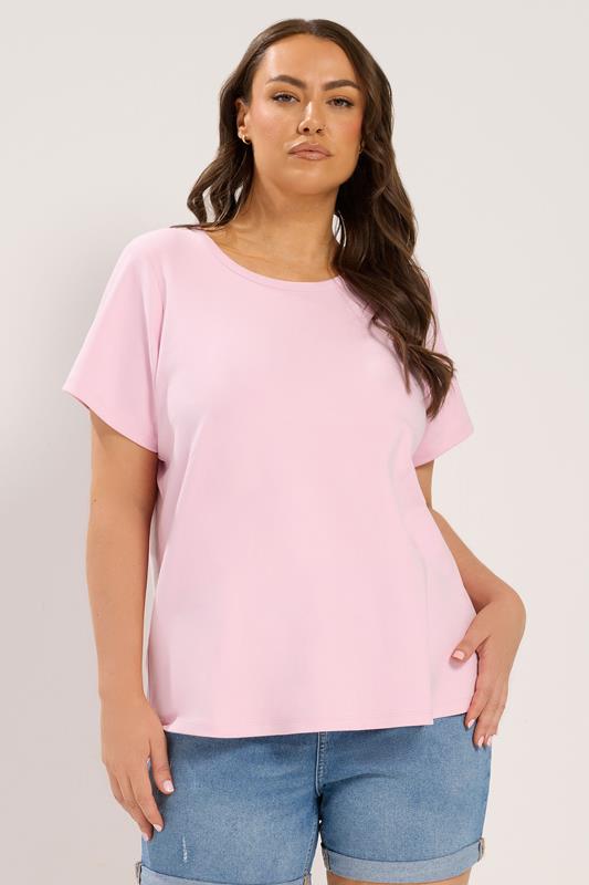 YOURS Curve Pink Interlock T-Shirt