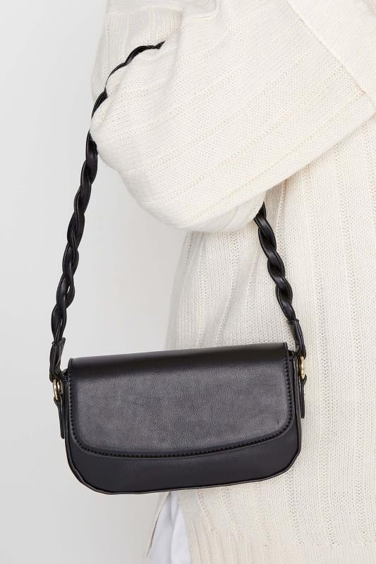 Black Twisted Strap Shoulder Bag | Yours Clothing 1