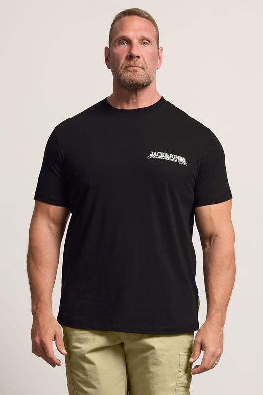 JACK & JONES Big & Tall Black 'St. Tropez' Print Tee