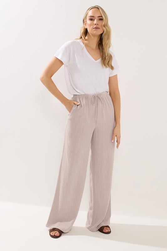 LTS Tall Natural Brown Wide Leg Linen Trousers