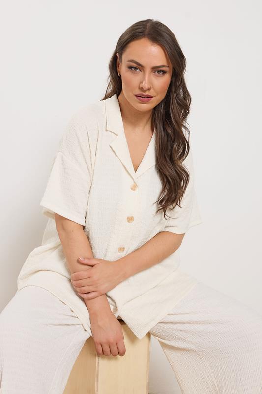 YOURS Plus Size Ivory White Textured Shirt | Yours Clothing 2