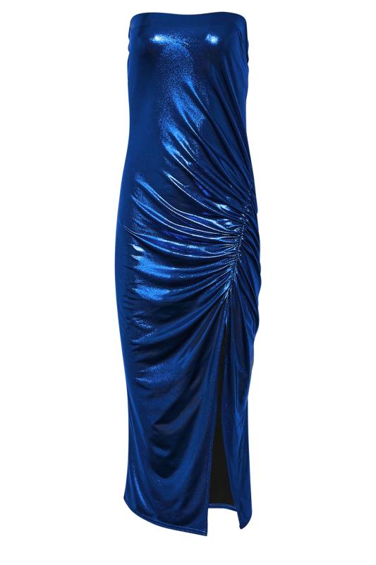 LTS Tall Women's Blue Two Tone Metallic Midi Dress | Long Tall Sally 6