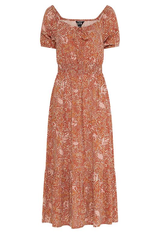 LTS Tall Women's Rust Orange Floral Midi Dress | Long Tall Sally 6