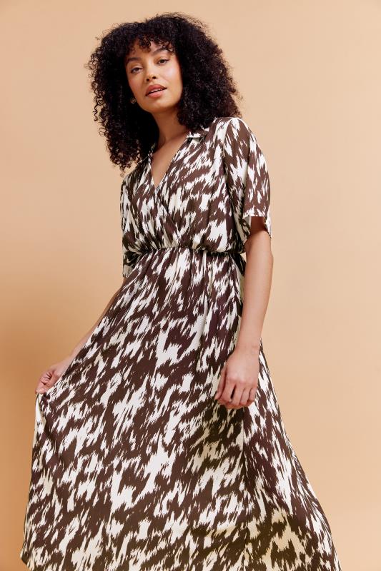 M&Co Brown & Ivory Animal Print Collared Midi Dress 1