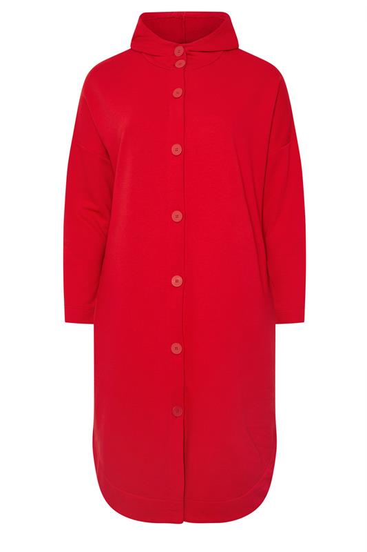 YOURS Plus Size Red Hooded Maxi Jacket | Yours Clothing 5