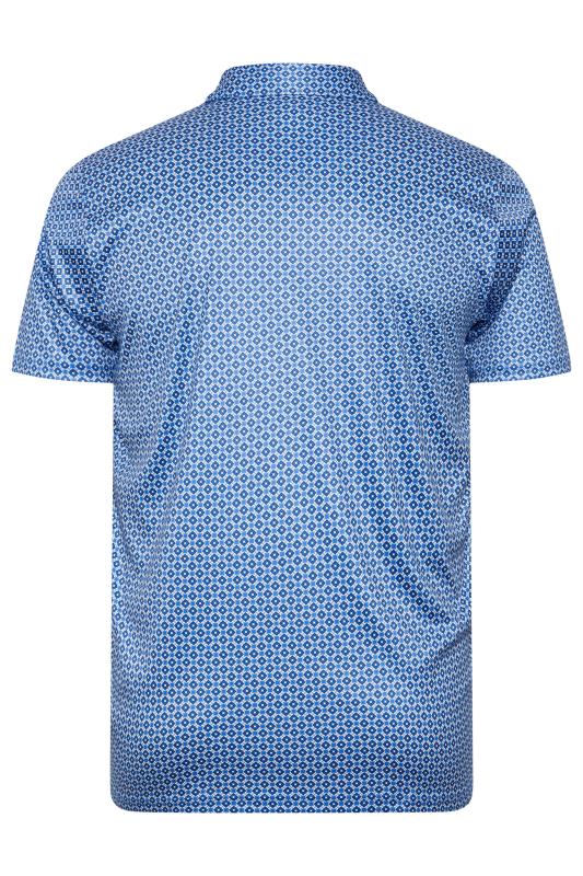 BadRhino Golf Big & Tall Blue Geometric Print Polo Shirt | BadRhino 4