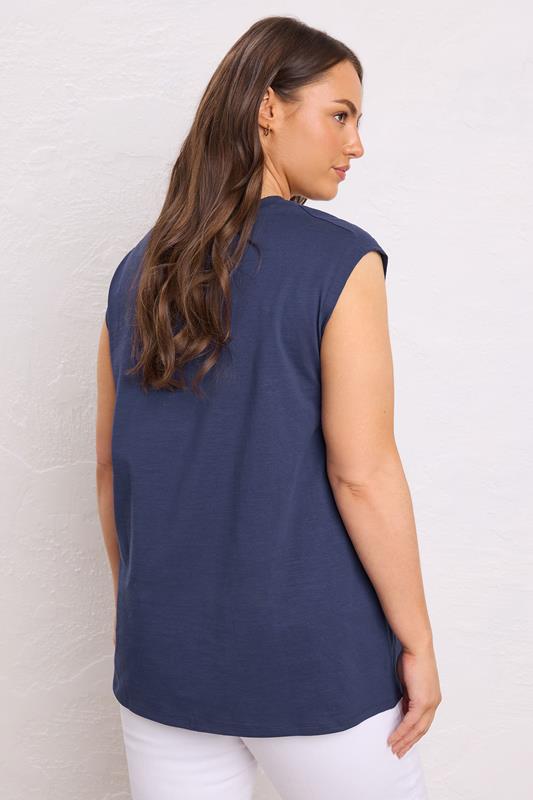 EVANS Plus Size Navy Blue Broderie Anglaise Vest Top | Evans 2