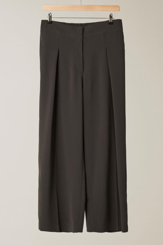 EVANS Plus Size Chocolate Brown Wide Leg Tailored Trousers | Evans 5