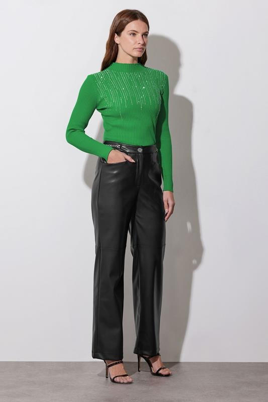  STAR Green Embellished Neckline Jumper