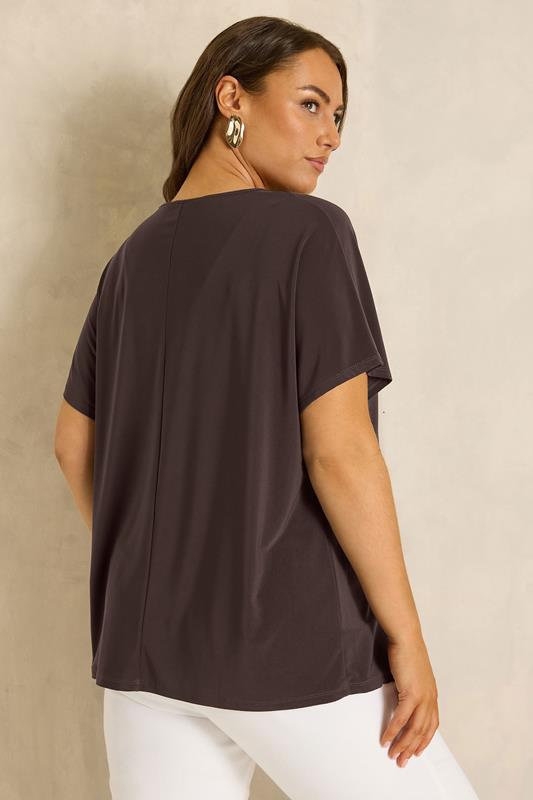 EVANS Plus Size Chocolate Brown Bar Detail Top | Evans 2