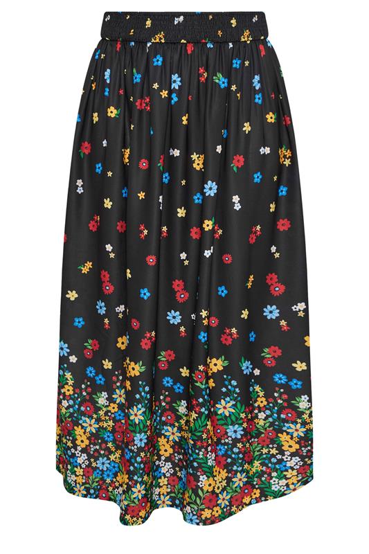 YOURS Plus Size Black Floral Ditsy Maxi Skirt | Yours Clothing 5