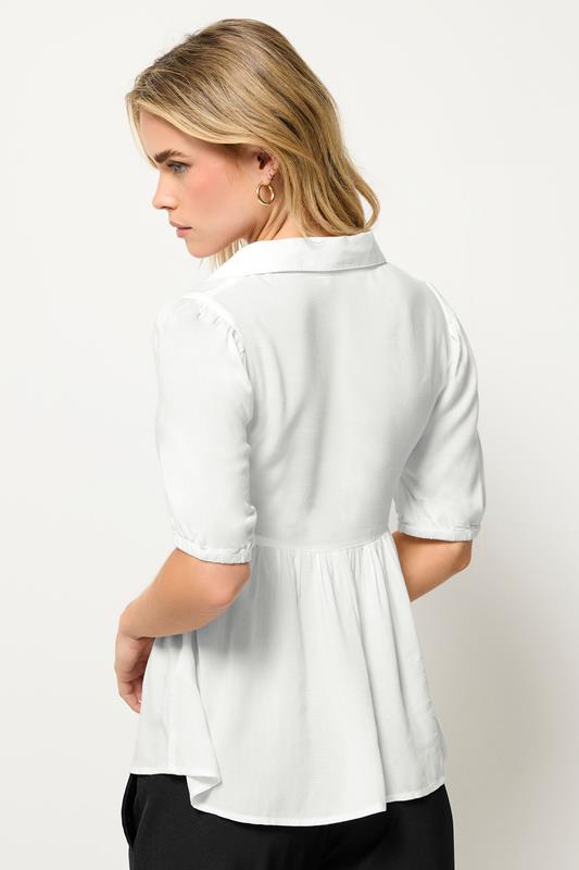 PixieGirl Petite Women's White Woven Twist Front Top | PixieGirl 2