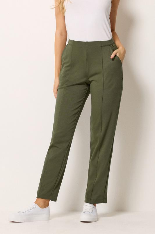  M&Co Khaki Green Ponte Seam Detail Trousers