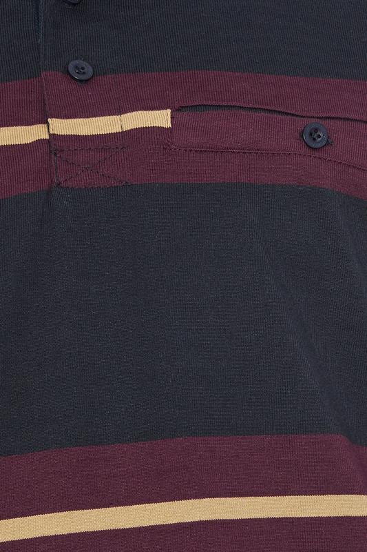 KAM Navy Blue Striped Short Sleeve Rugby Polo Shirt | BadRhino 2