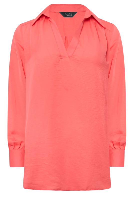 M&Co Pink V-Neck Collared Blouse | M&Co 6