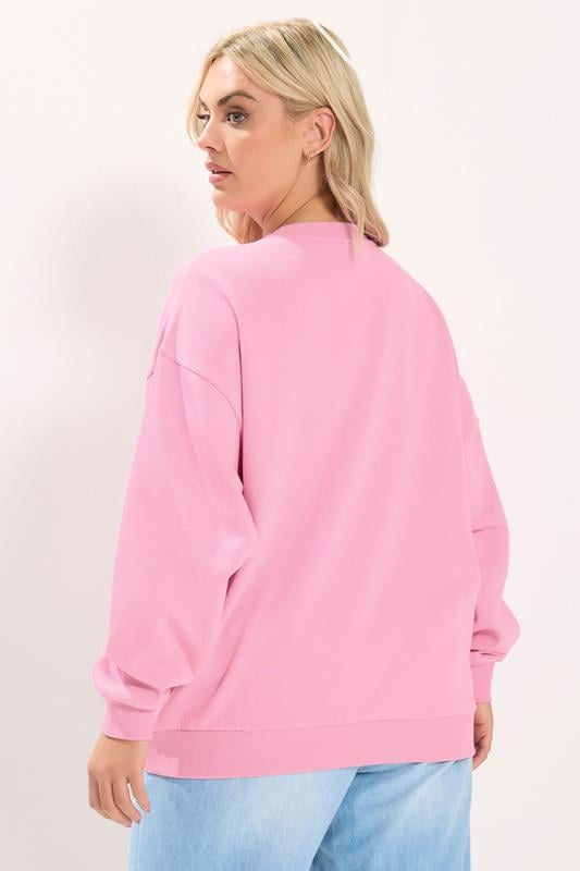 YOURS Plus Size Pink 'Ibiza' Slogan Sweatshirt | Yours Clothing 2