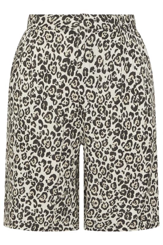 YOURS Plus Size Brown Leopard Print Linen Bermuda Shorts | Yours Clothing 6