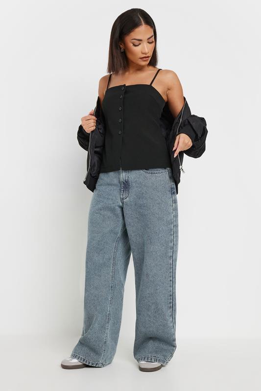 PixieGirl Petite Women's Black Structured Button Vest Top | PixieGirl 2