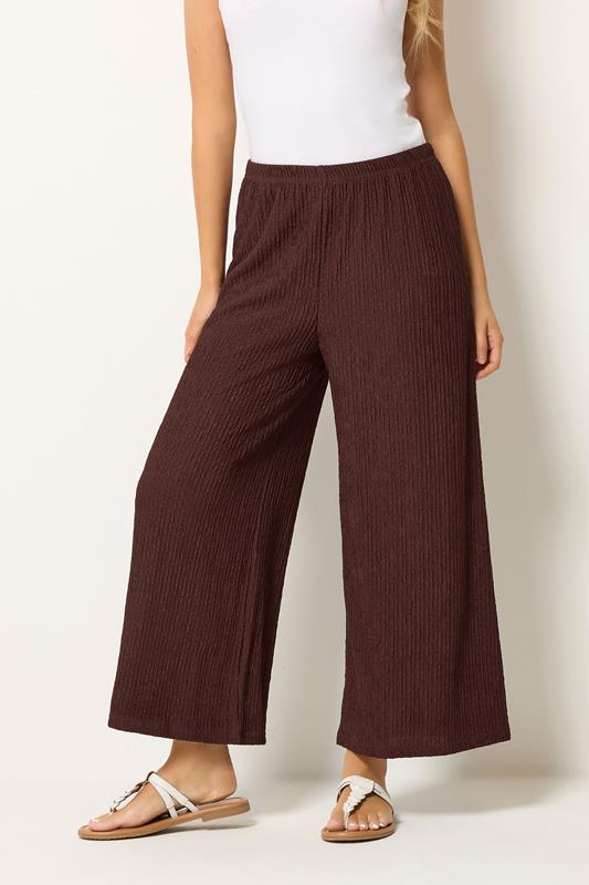 M&Co Rust Brown Wide Leg Cropped Trousers | M&Co 1
