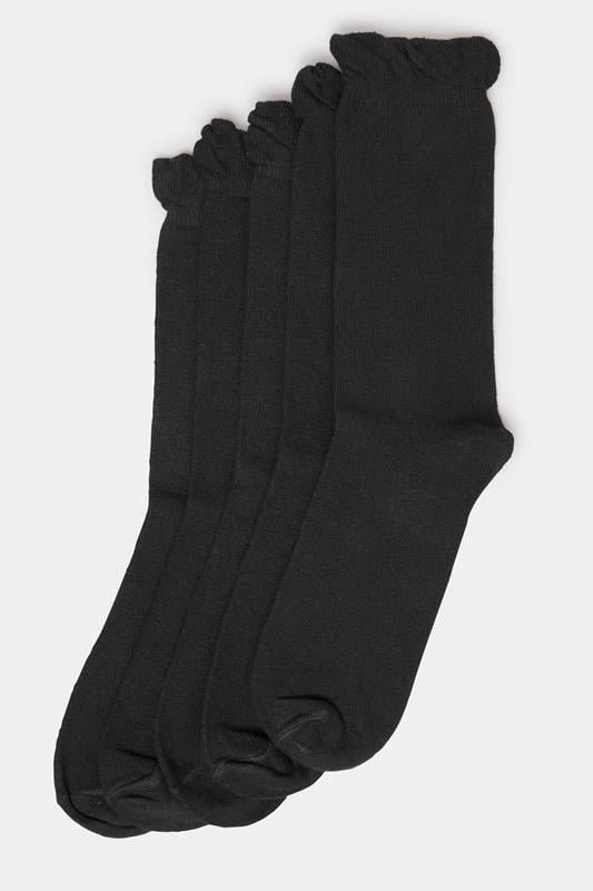  YOURSET 5 PACK Curve Black Frill Hem Ankle Socks