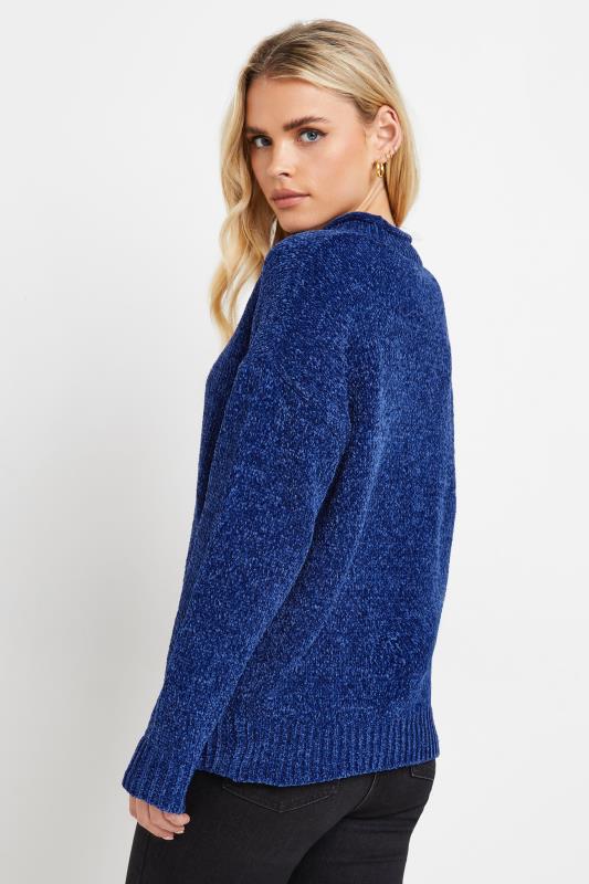 PixieGirl Petite Women's Royal Blue Chenille High Neck Jumper | PixieGirl  2