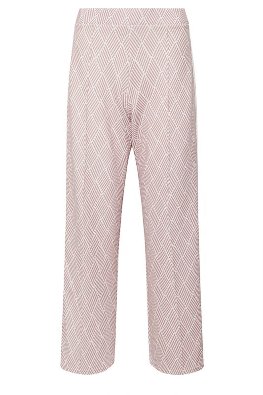 PixieGirl Petite Women's Pink Jacquard Side Stripe Wide Leg Trousers | PixieGirl 6
