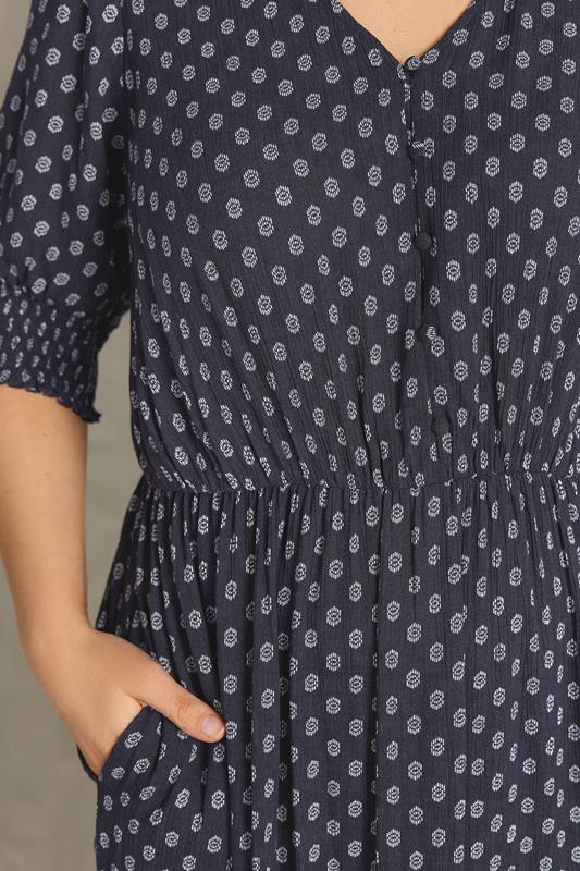 EVANS Plus Size Navy Blue Dobby Tiered Maxi Dress | Evans 6