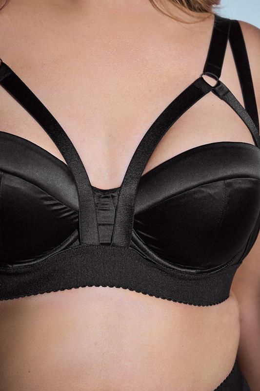 PLAYFUL PROMISES Black Candace Balcony Underwired Bra | Yours Clothing 5