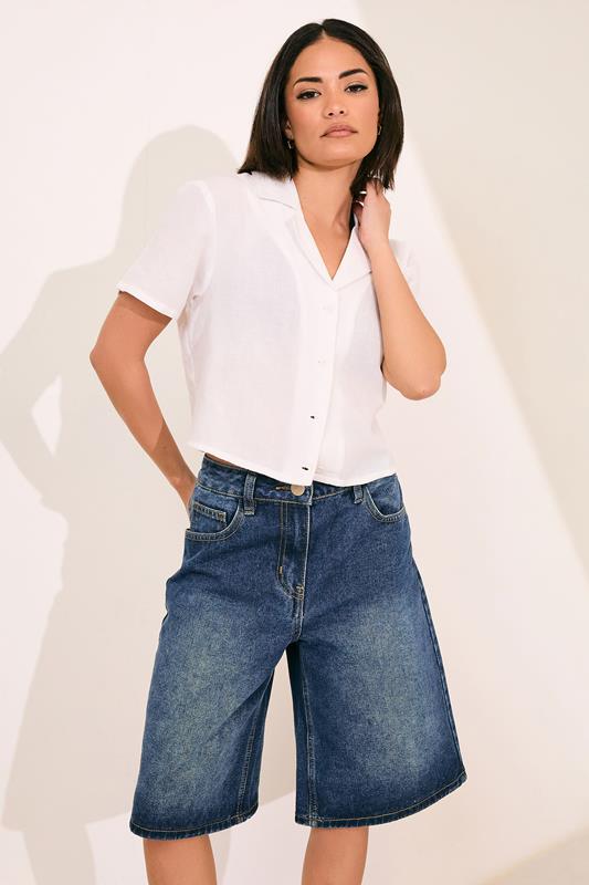 PixieGirl Petite Mid Blue Cotton Denim Jorts