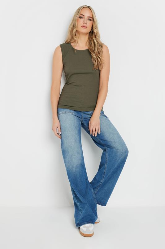 LTS Tall Khaki Green Ribbed Keyhole Tie Vest Top | Long Tall Sally 4