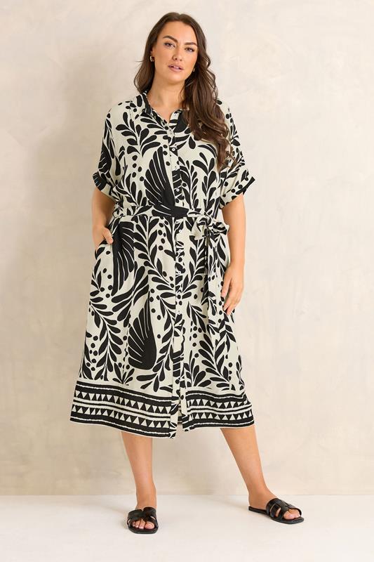 EVANS Plus Size Black Abstract Shirt Dress | Evans 2