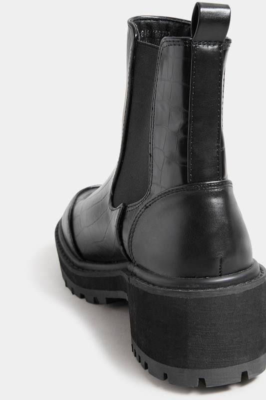 LTS Tall Black Chunky Chelsea Croc Heel Boot In Standard Fit | Long Tall Sally  4