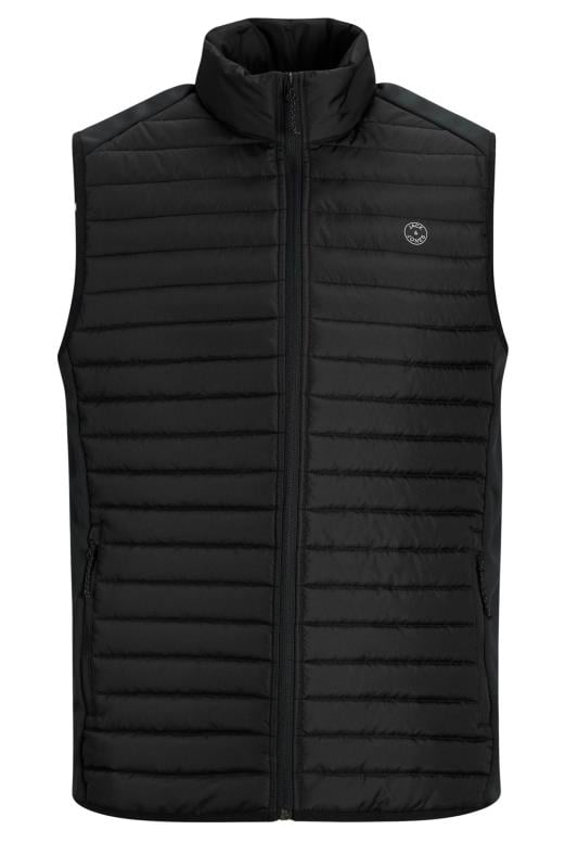 Jack & Jones Black Logo Print Puffer Gilet | BadRhino  2
