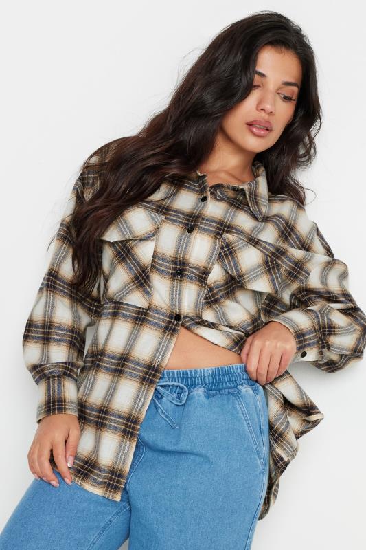 PixieGirl Petite Women's Beige Brown Check Shirt | PixieGirl 5