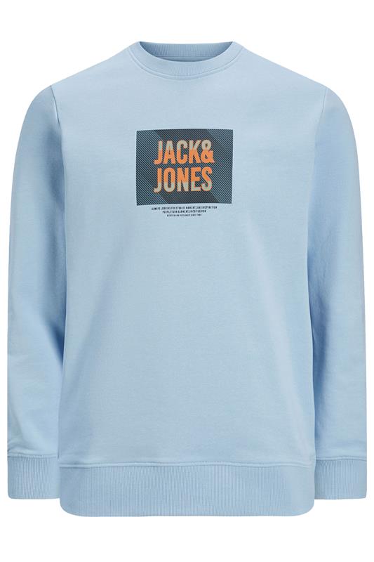 JACK & JONES Big & Tall Light Blue Hudson Sweatshirt | BadRhino 1