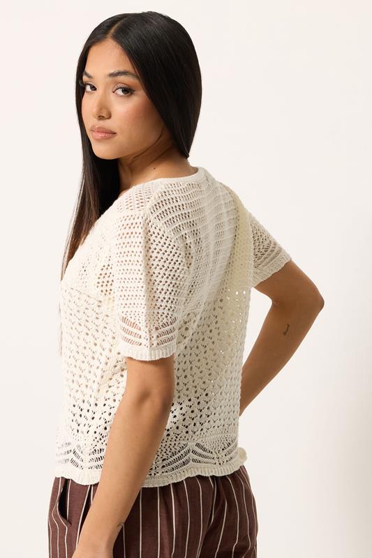 M&Co Petite Ivory White Short Sleeve Crochet Cardigan | M&Co 2
