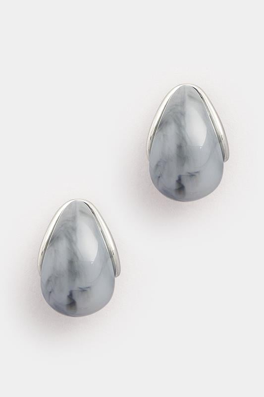  Yours Silver Tone Marble Teardrop Stud Earrings