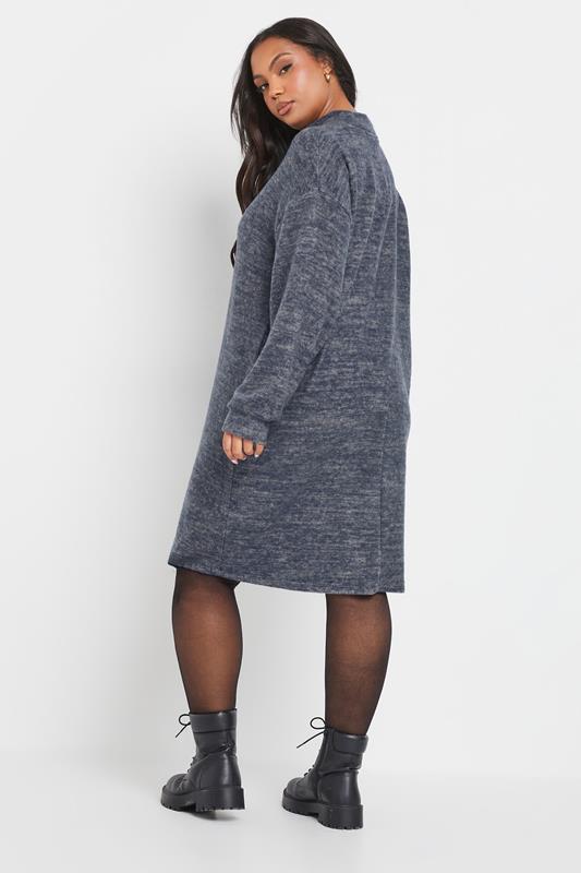 YOURS Plus Size Blue Soft Touch Zip Jumper Dress | Yours Clothing 2