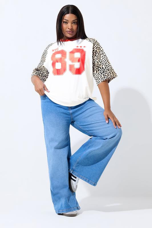 LIMITED COLLECTION Curve White '89' Leopard Print T-Shirt