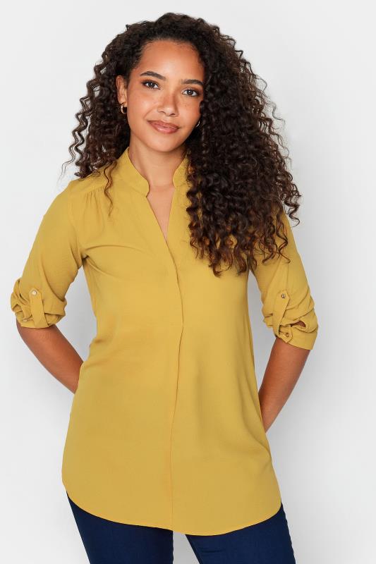 Women's  M&Co Mustard Yellow Tab Sleeve Blouse