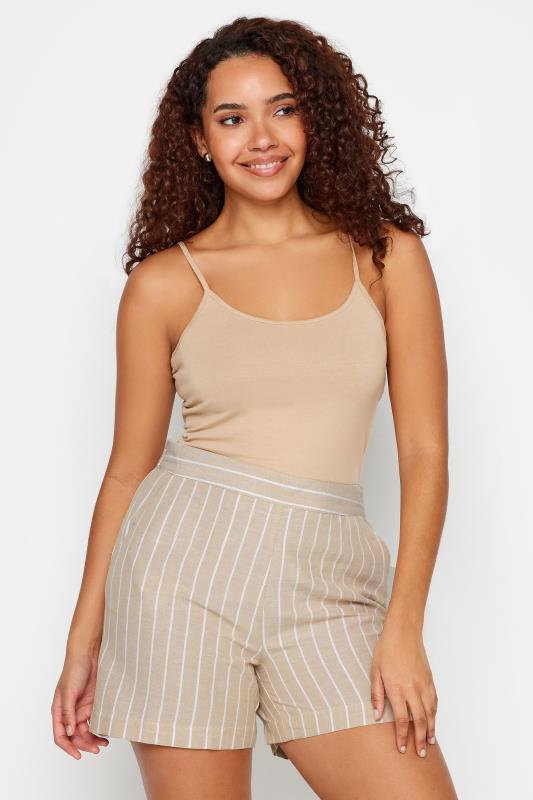 M&Co Natural Brown Stripe Print Linen Shorts | M&Co 1