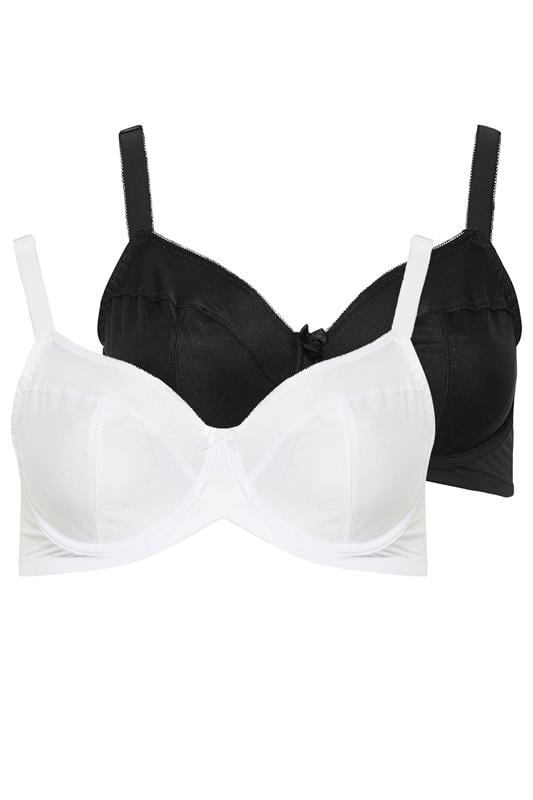 YOURSET 2 PACK Plus Size Black & White Underwired Bras | Yours Clothing 5