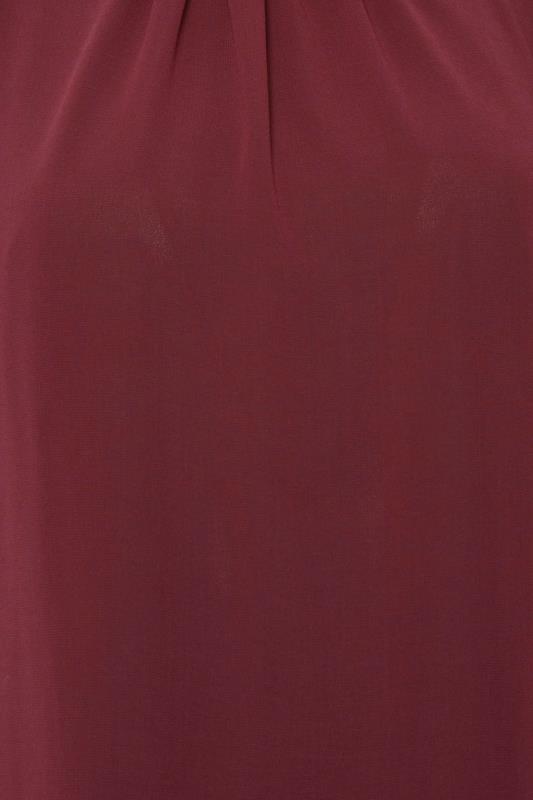 M&Co Burgundy Red High Neck Frill Sleeve Blouse | M&Co 5