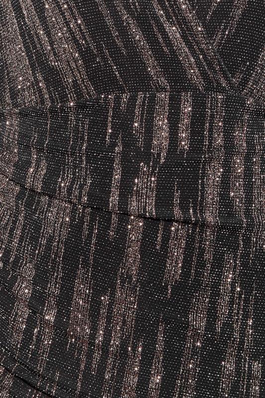 YOURS LONDON Plus Size Black Glitter Stripe Midi Wrap Dress | Yours Clothing 6