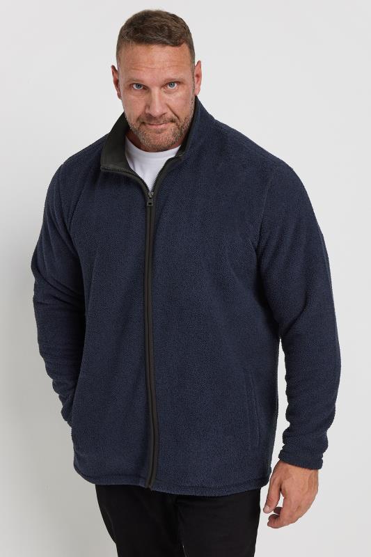 BadRhino Big & Tall Navy Blue Textured Zip Through Fleece | BadRhino 1