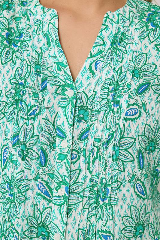 YOURS Plus Size Green Paisley Pintuck Blouse | Yours Clothing 4
